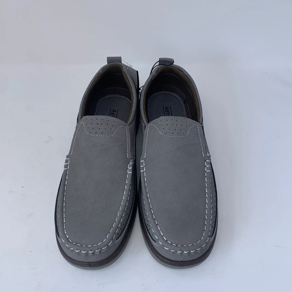 Aston Marc Newport H-7042 Loafers Men's 9 Gray Moc Toe Casual Slip On Shoes 8104
